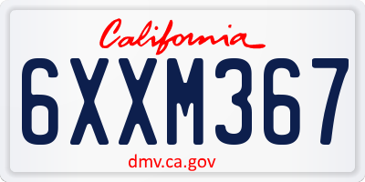 CA license plate 6XXM367