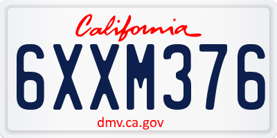 CA license plate 6XXM376