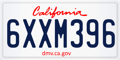 CA license plate 6XXM396