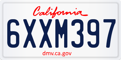 CA license plate 6XXM397