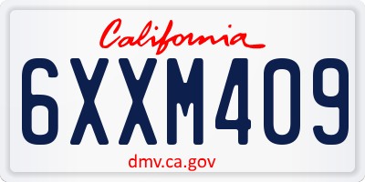 CA license plate 6XXM409