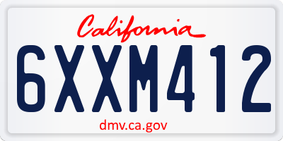 CA license plate 6XXM412