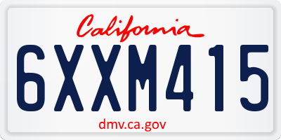 CA license plate 6XXM415