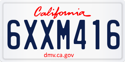 CA license plate 6XXM416