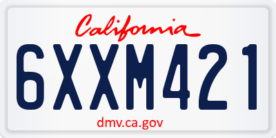 CA license plate 6XXM421