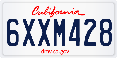 CA license plate 6XXM428