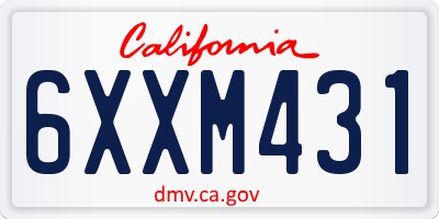 CA license plate 6XXM431