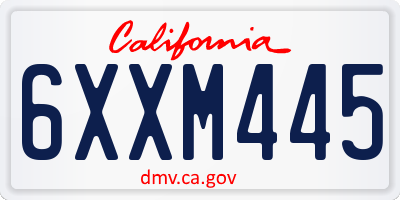 CA license plate 6XXM445