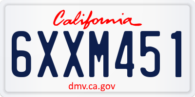 CA license plate 6XXM451