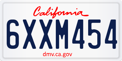 CA license plate 6XXM454