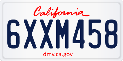 CA license plate 6XXM458
