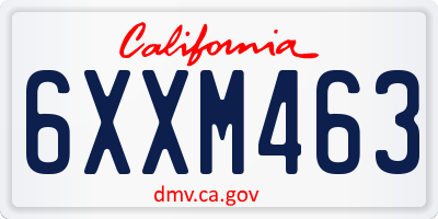 CA license plate 6XXM463