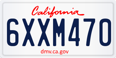 CA license plate 6XXM470