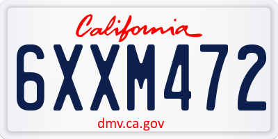 CA license plate 6XXM472