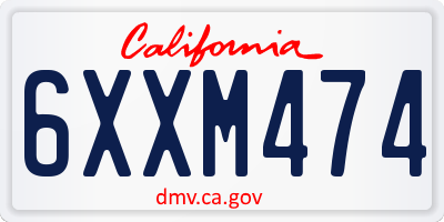 CA license plate 6XXM474
