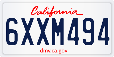 CA license plate 6XXM494