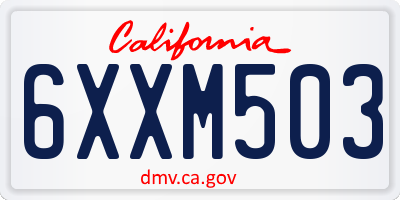 CA license plate 6XXM503