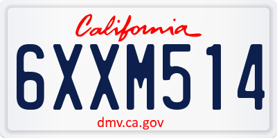 CA license plate 6XXM514