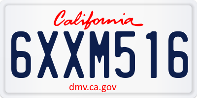 CA license plate 6XXM516
