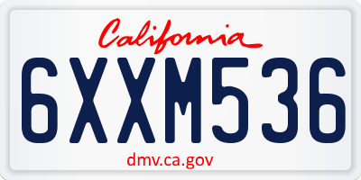 CA license plate 6XXM536