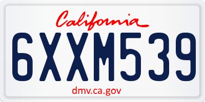 CA license plate 6XXM539