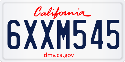 CA license plate 6XXM545