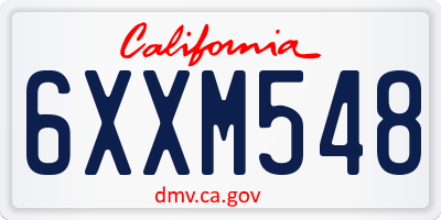 CA license plate 6XXM548