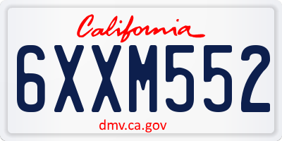 CA license plate 6XXM552