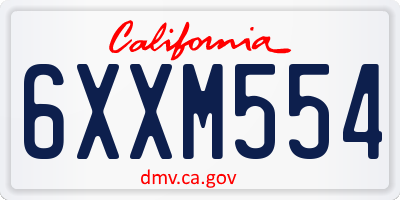 CA license plate 6XXM554