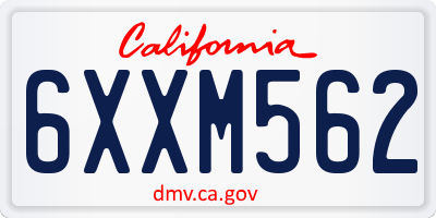CA license plate 6XXM562