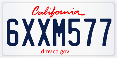CA license plate 6XXM577