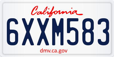 CA license plate 6XXM583