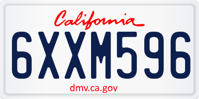 CA license plate 6XXM596