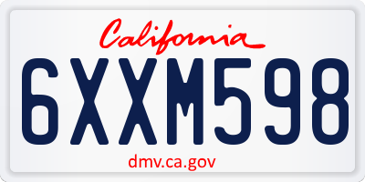 CA license plate 6XXM598