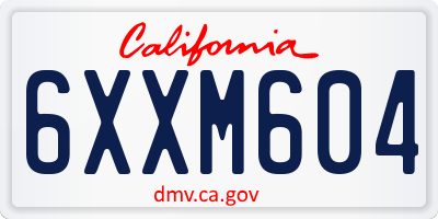 CA license plate 6XXM604