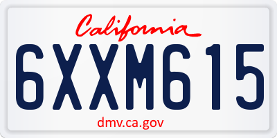 CA license plate 6XXM615