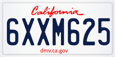 CA license plate 6XXM625