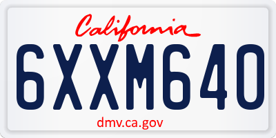 CA license plate 6XXM640