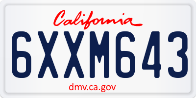 CA license plate 6XXM643