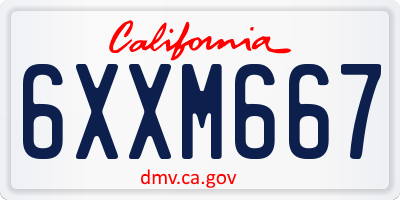 CA license plate 6XXM667