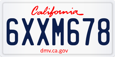 CA license plate 6XXM678