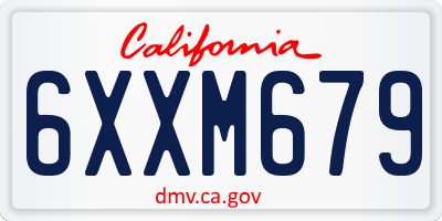 CA license plate 6XXM679