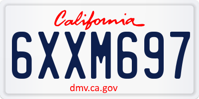 CA license plate 6XXM697