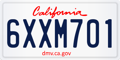 CA license plate 6XXM701