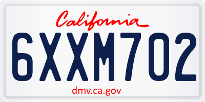 CA license plate 6XXM702