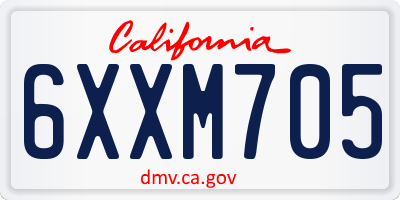 CA license plate 6XXM705