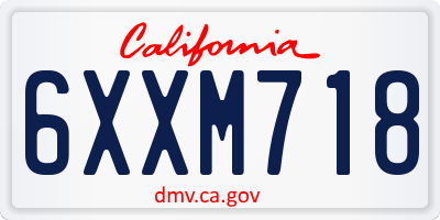 CA license plate 6XXM718