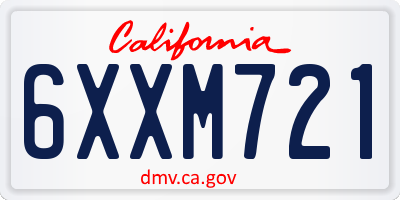 CA license plate 6XXM721
