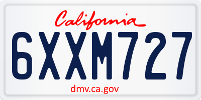 CA license plate 6XXM727