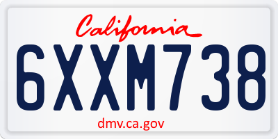 CA license plate 6XXM738